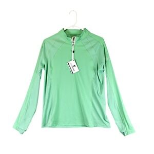 NEW Ladies FootJoy Size M Quarter Zip Rib Block Mid-Layer Jacket Green Golf $115